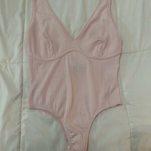 Pink Ribbed Bodysuit